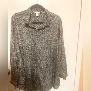 H&M printed oversized button down shirt